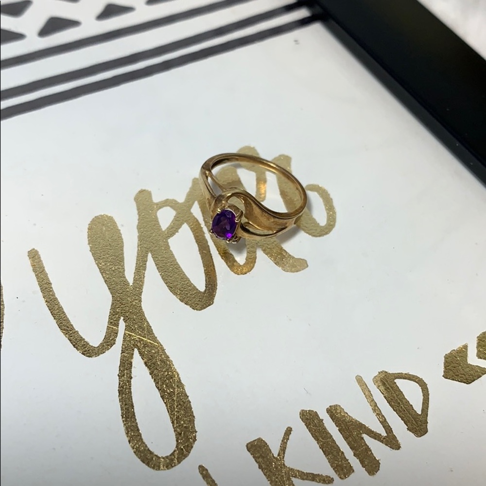 Amethyst purple gold ring 6.5 10k w box 2.4 grams - Picture 4 of 8